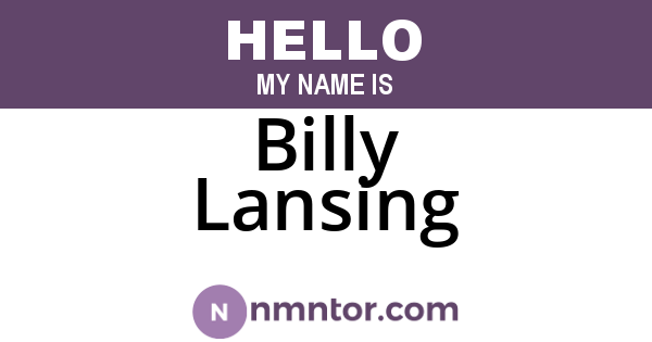 Billy Lansing