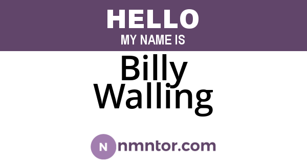 Billy Walling
