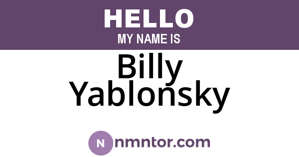 Billy Yablonsky