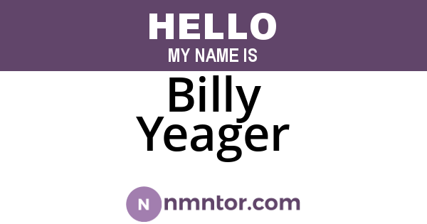 Billy Yeager