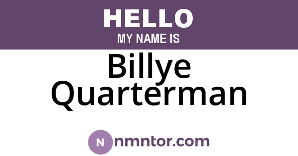 Billye Quarterman