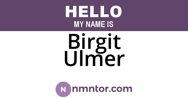Birgit Ulmer