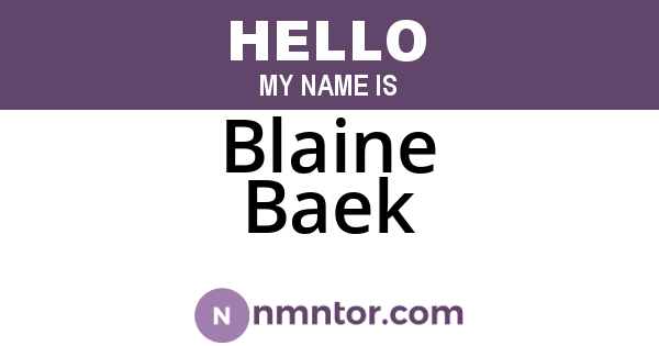 Blaine Baek