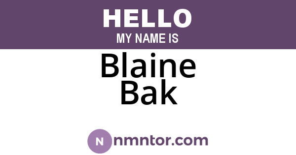 Blaine Bak