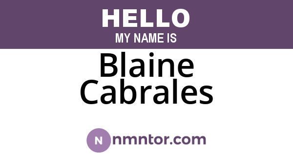 Blaine Cabrales