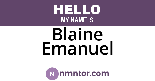 Blaine Emanuel