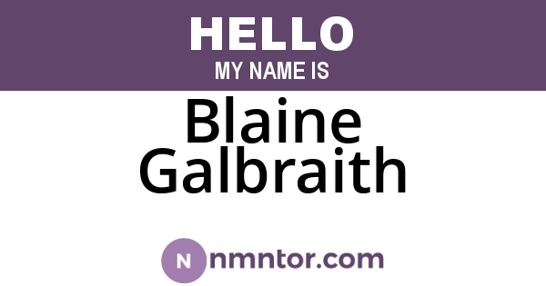 Blaine Galbraith
