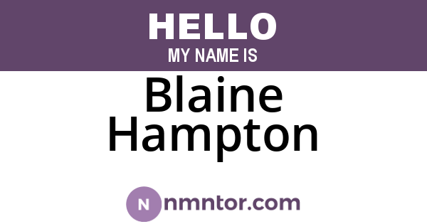 Blaine Hampton