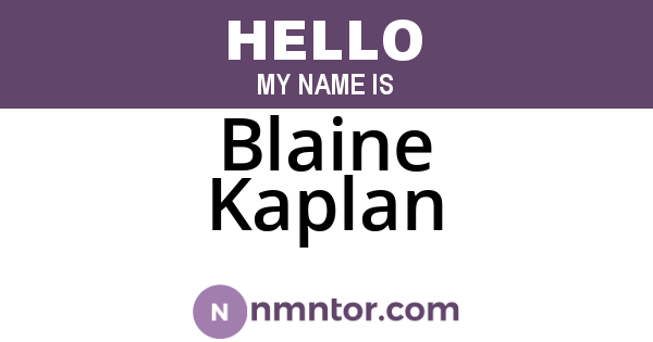 Blaine Kaplan