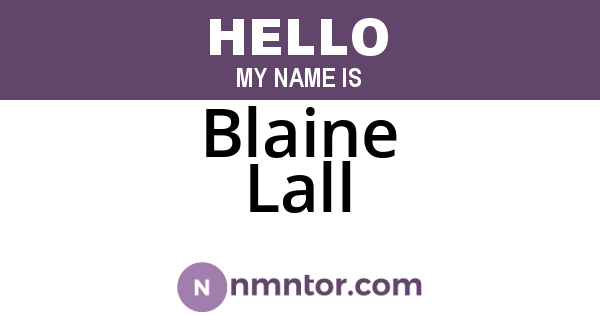 Blaine Lall
