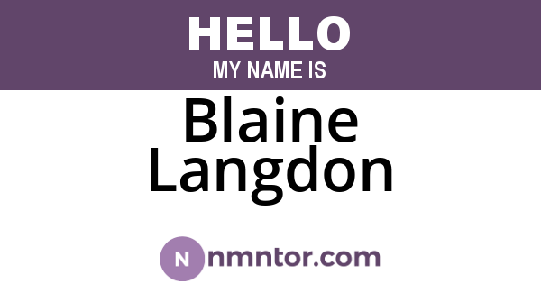 Blaine Langdon