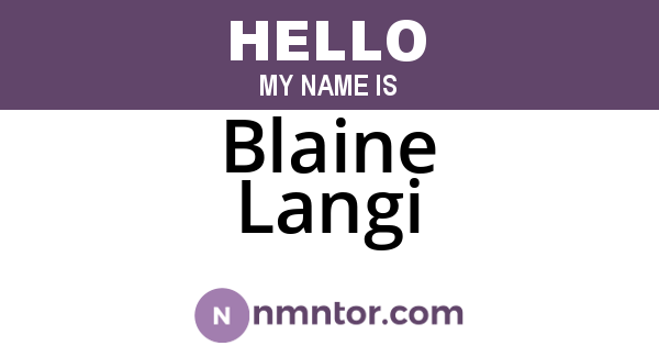 Blaine Langi