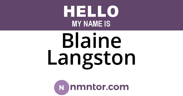 Blaine Langston