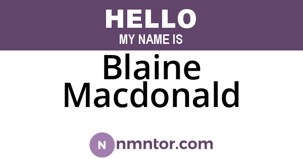 Blaine Macdonald