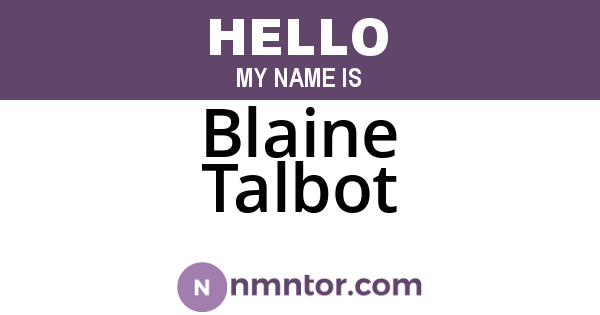 Blaine Talbot