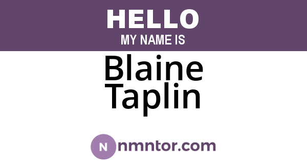 Blaine Taplin