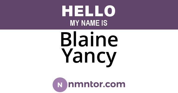 Blaine Yancy