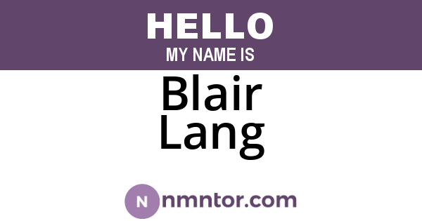 Blair Lang