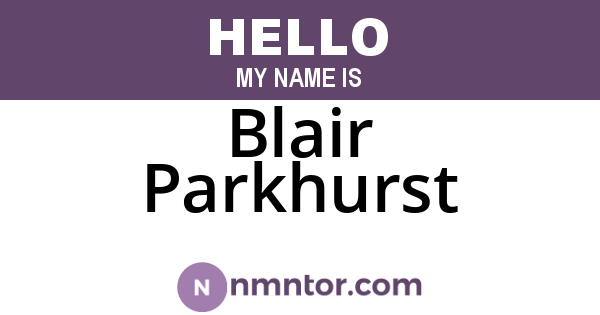 Blair Parkhurst