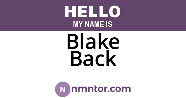 Blake Back