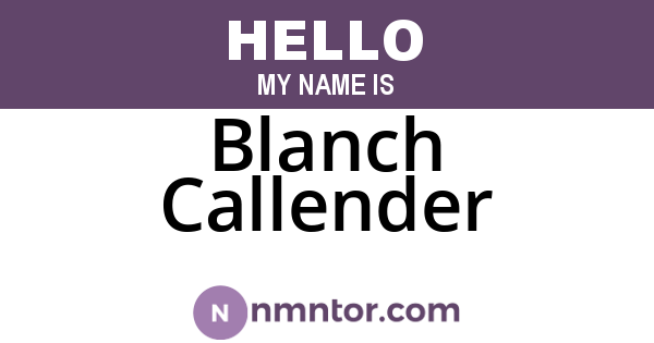 Blanch Callender