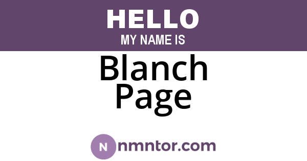 Blanch Page
