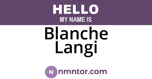 Blanche Langi