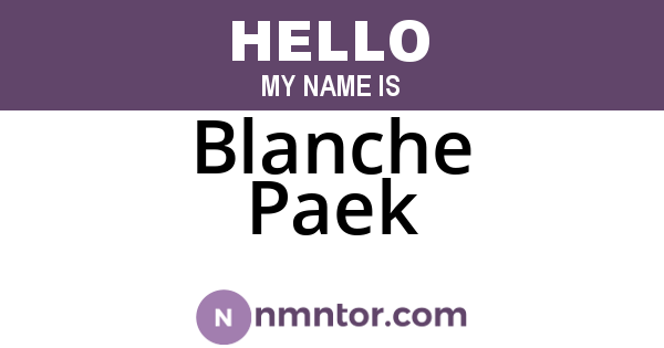 Blanche Paek