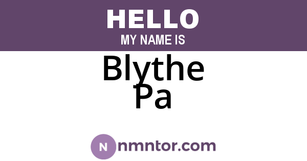 Blythe Pa