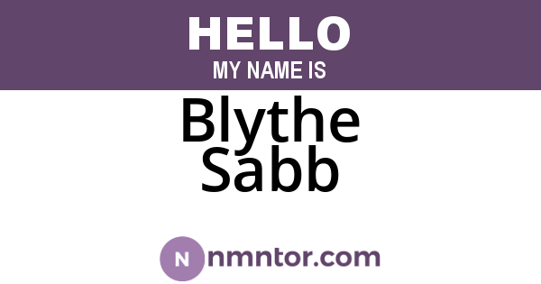 Blythe Sabb