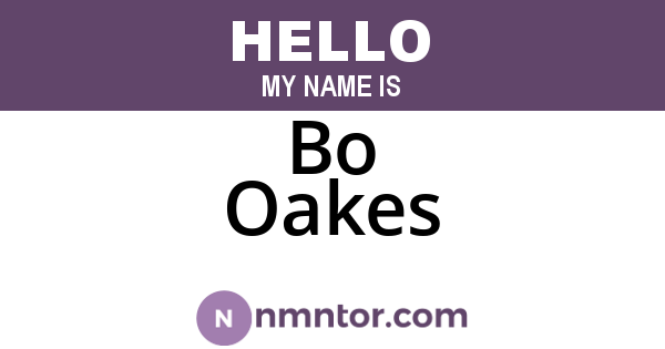 Bo Oakes