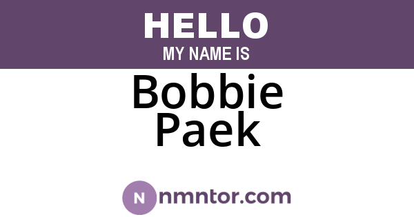 Bobbie Paek