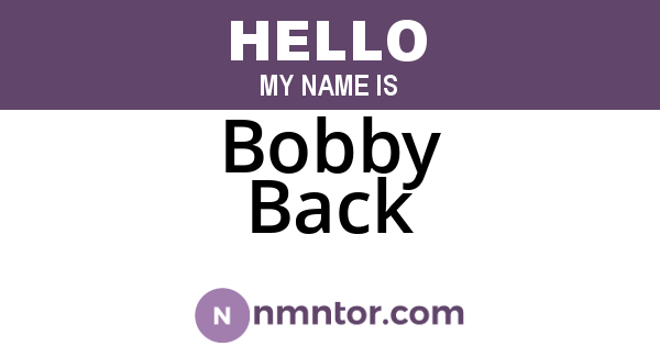 Bobby Back