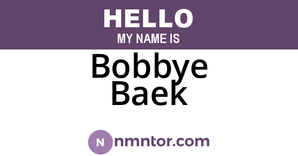 Bobbye Baek