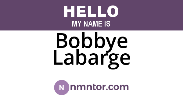Bobbye Labarge