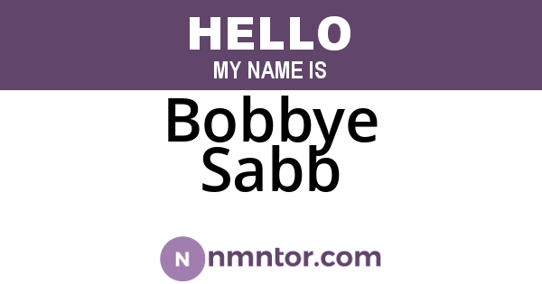 Bobbye Sabb