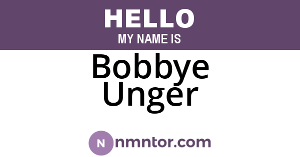 Bobbye Unger