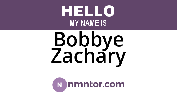 Bobbye Zachary