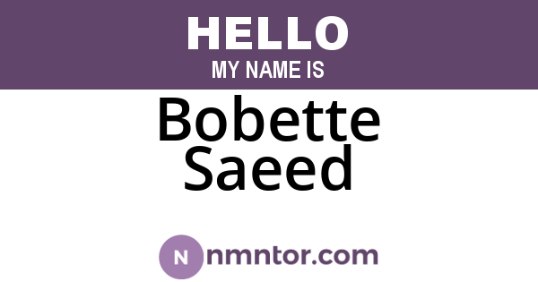 Bobette Saeed