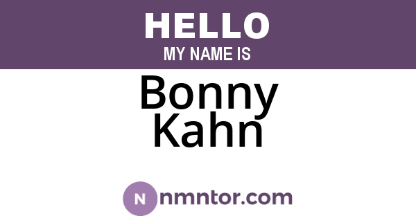 Bonny Kahn