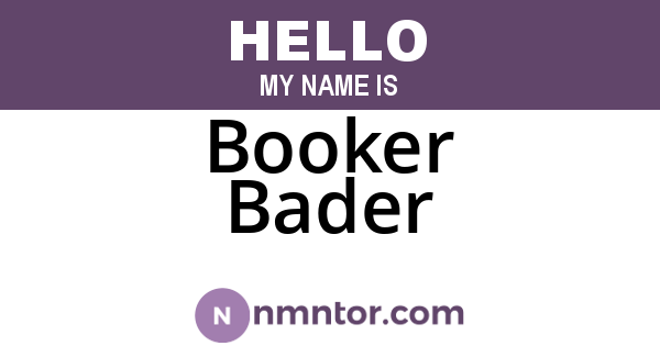 Booker Bader