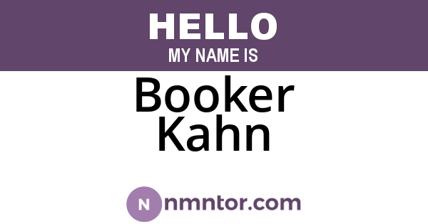 Booker Kahn