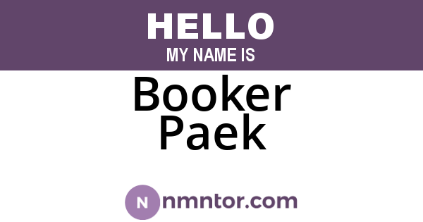 Booker Paek