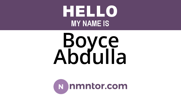 Boyce Abdulla