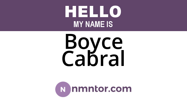 Boyce Cabral