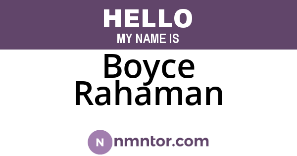 Boyce Rahaman