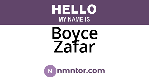 Boyce Zafar