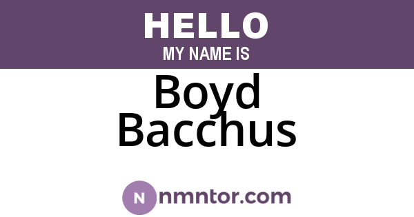 Boyd Bacchus