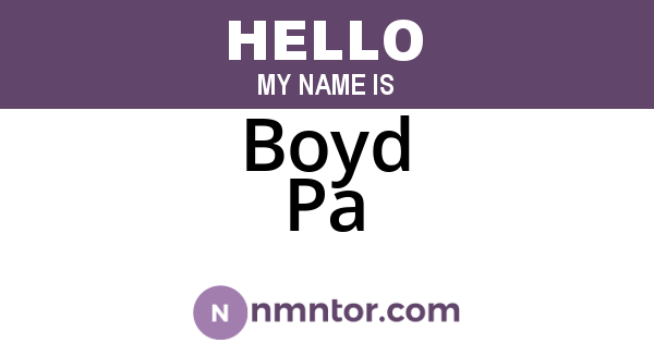 Boyd Pa