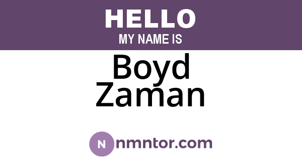 Boyd Zaman